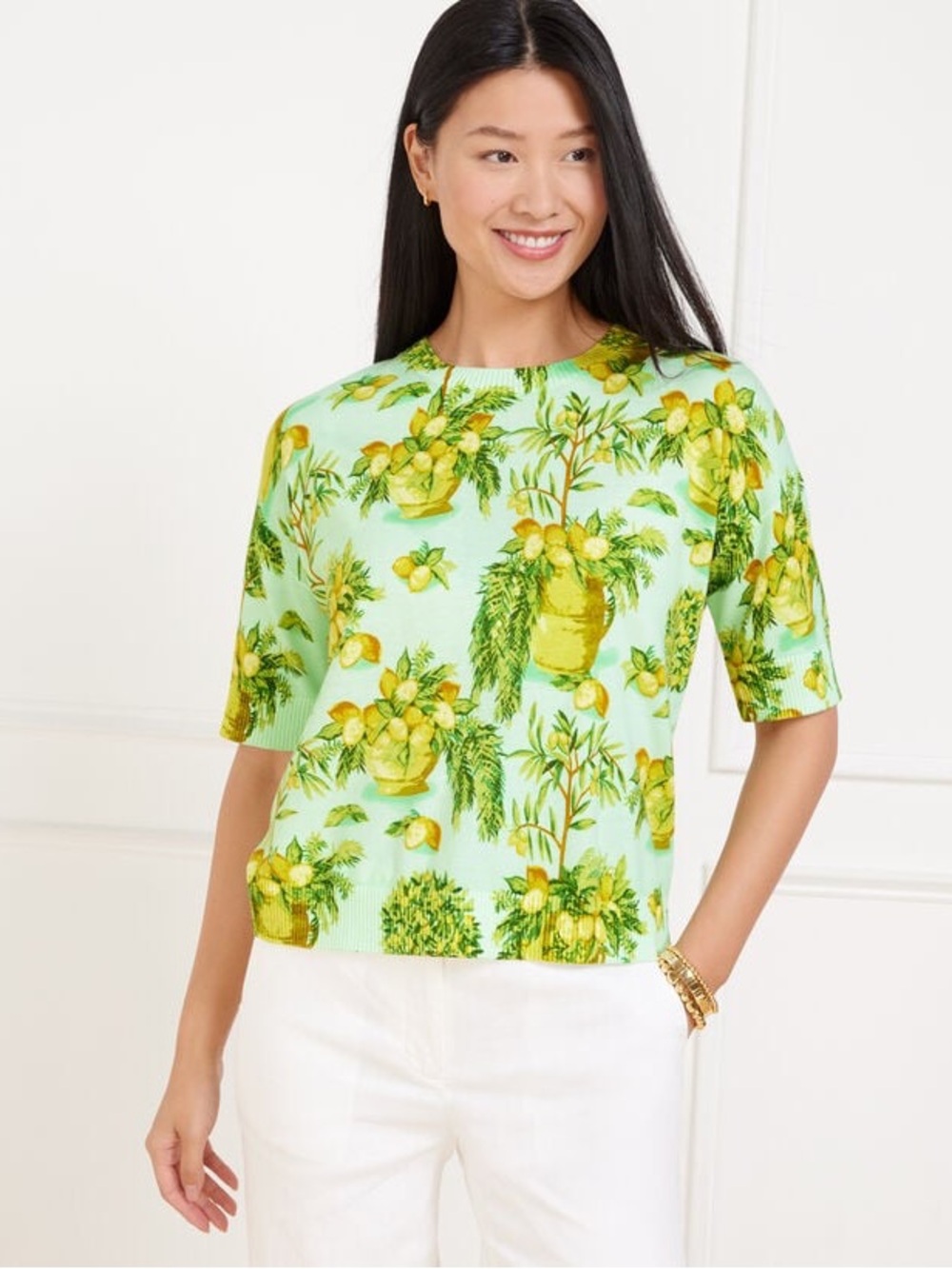 TALBOTS | Elbow Sleeve Tee in Lemon Tree